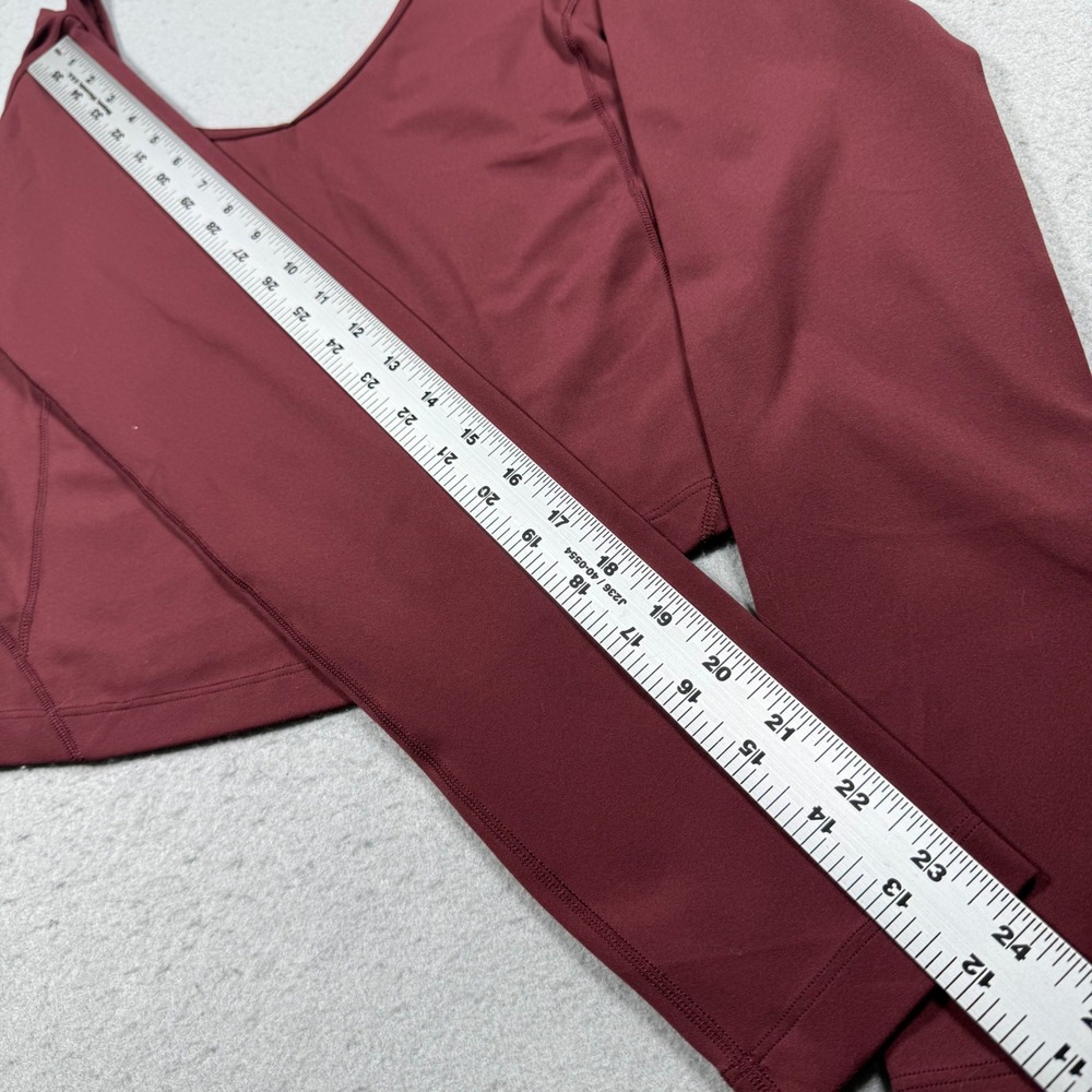 Lululemon Align Long Sleeve V-Neck Crop Top Red Merlot Burgundy Nulu Yoga Shirt - Picture 5 of 6